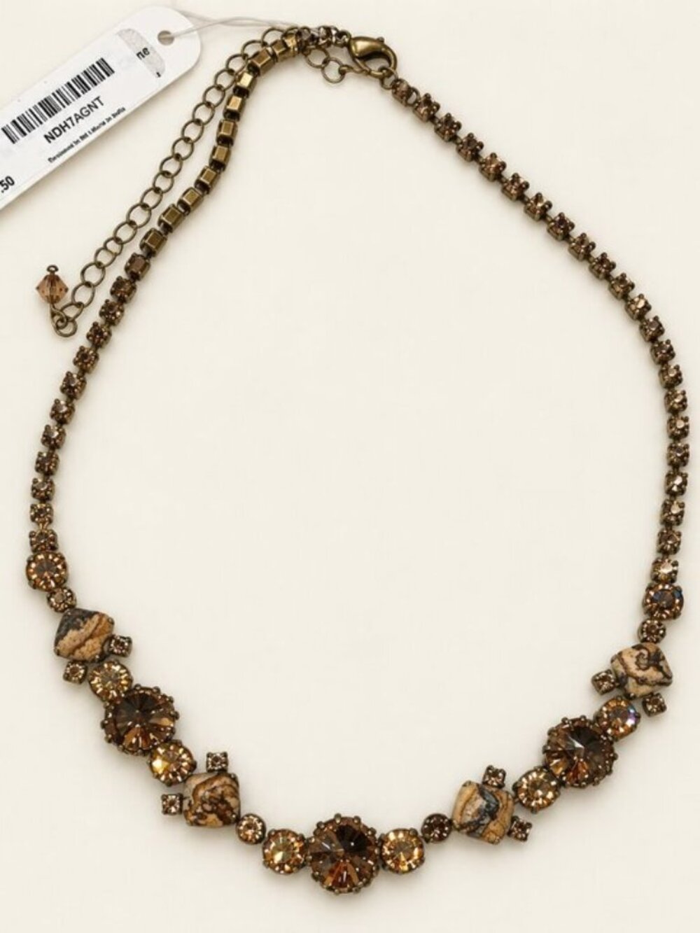 NWT Sorrelli Gold Tan Crystal Statement Necklace